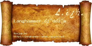 Langhammer Ádám névjegykártya